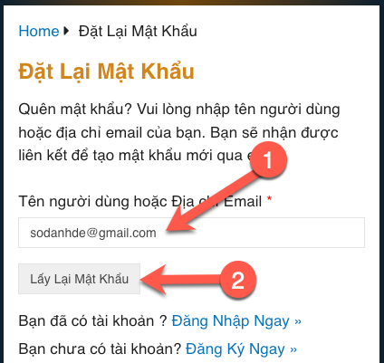 Lấy Lại Mật Khẩu tài khoản Nhóm Tìm Cầu